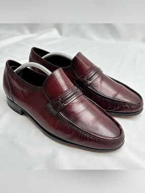 Florsheim Men’s Vtg 10.5 3E Black Cherry Cordovan Como Leather Loafer Shoes Slip